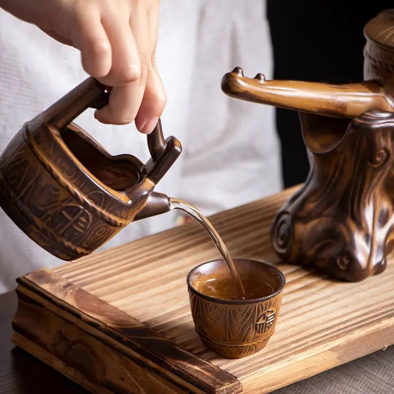 DecorBites™ Ceramic Kung Fu Tea Set: High-End, Retro, Anti-Scalding, Easy Home Brewing