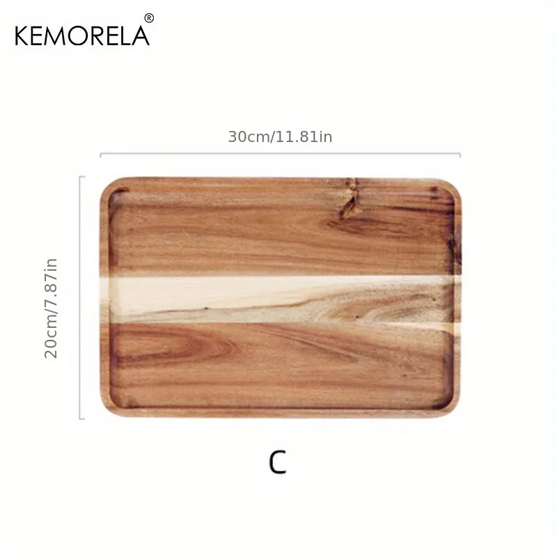 DecorBites™ Acacia Wood Coffee Tray | Versatile Food Serving Tray for Desserts and Tea