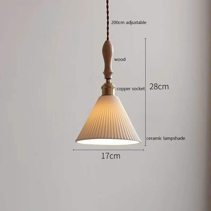 DecorBites™ Ceramic LED Pendant Light: 30CM, Home Decor, Bedroom, Living Room, Dinning, Wood & Copper Socket