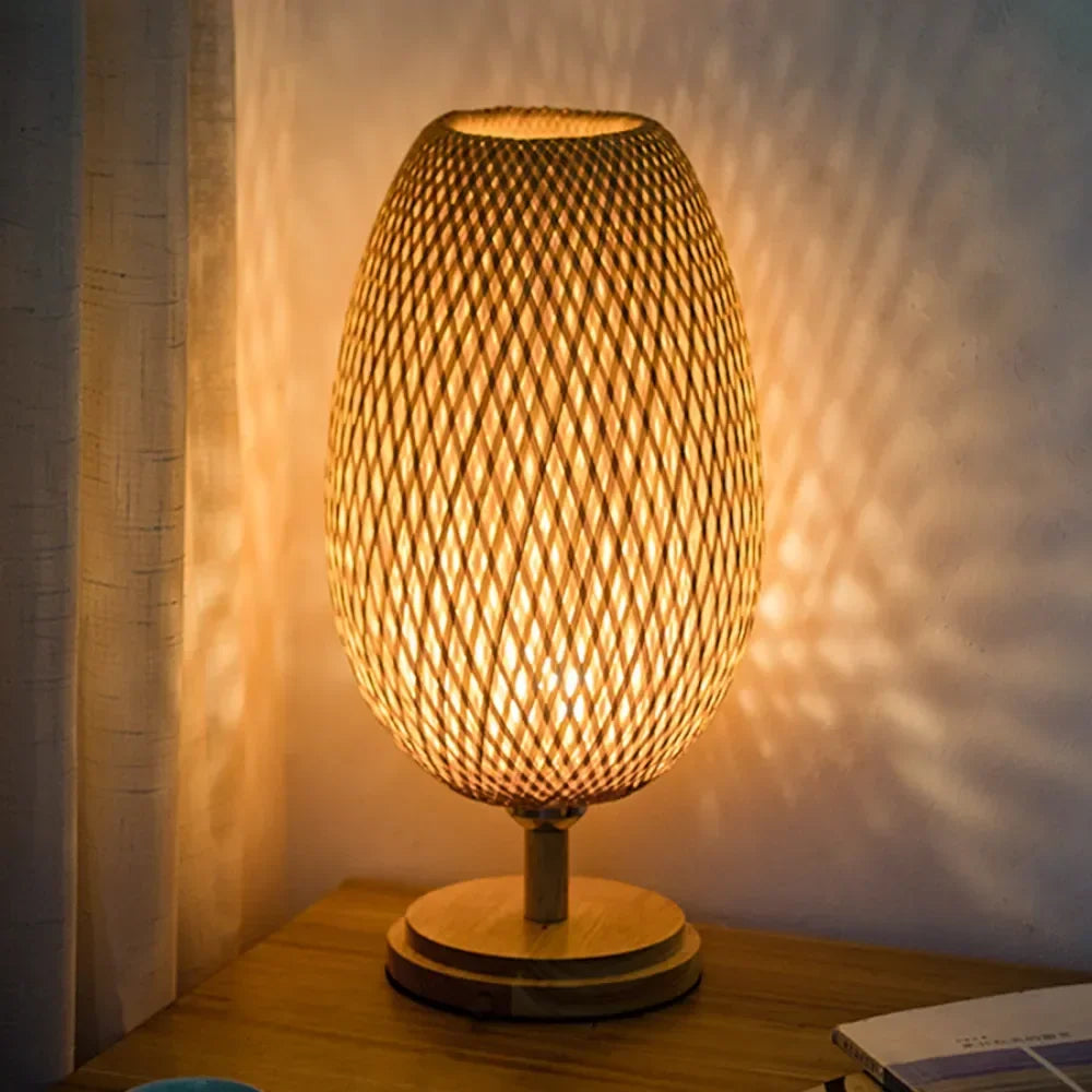 DecorBites™ Bamboo Weave Table Lamp - Modern Bedside Light