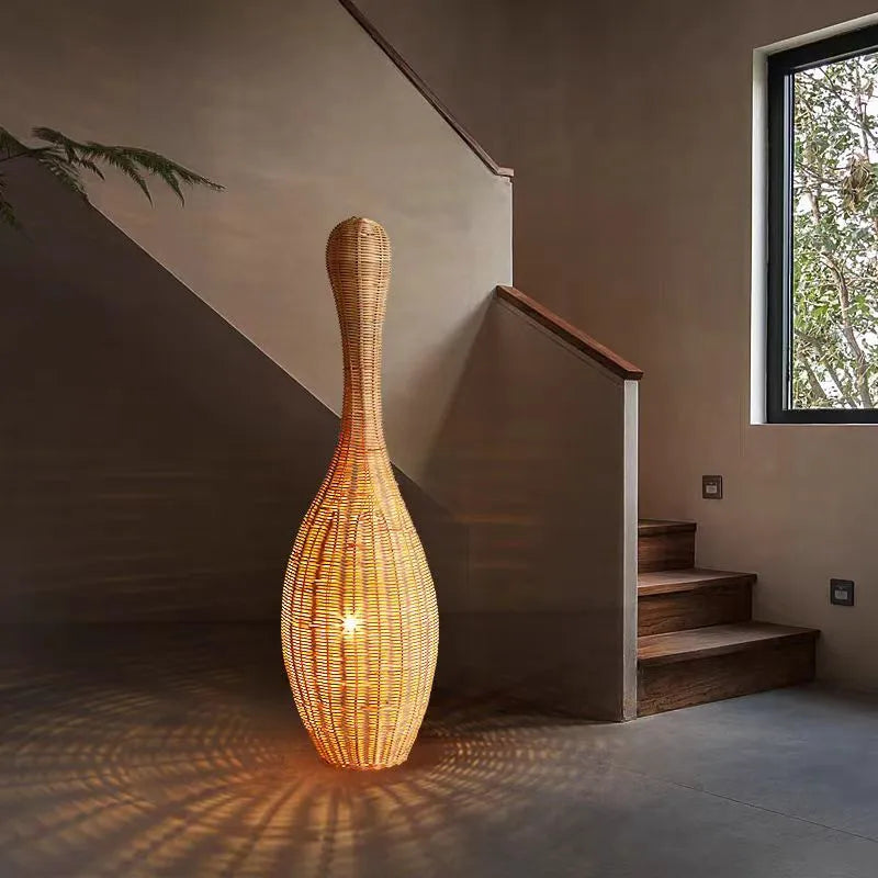 DecorBites™ Bamboo Floor Lamp: Unique Rattan Light for Living Room, Bedroom, Teahouse Decor