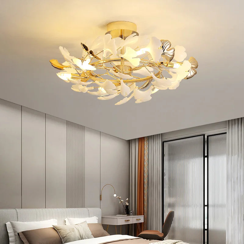 DecorBites™ Ginkgo Leaf Pendant Chandelier for Nordic Romantic Living Room Decor