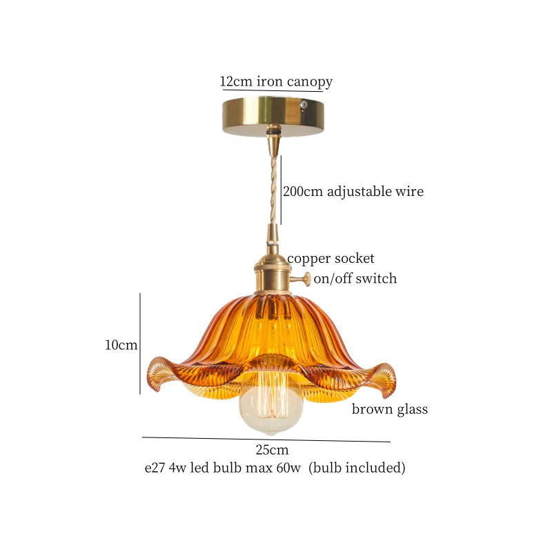 DecorBites™ Brass Glass LED Pendant Lamp for Cafe Bar Restaurant Bedroom Loft