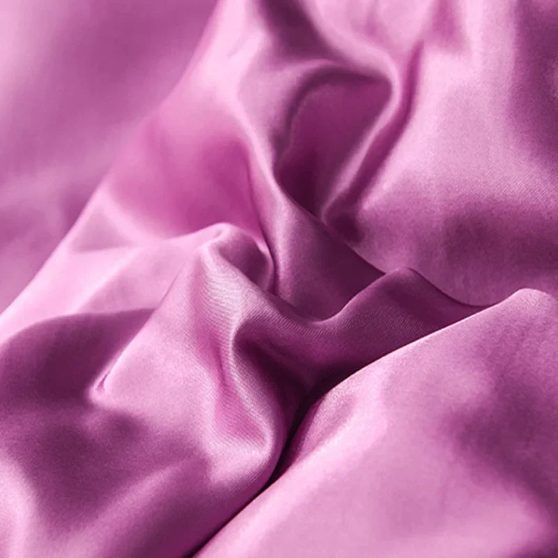 DecorBites™ Ice Rayon Satin Bedding Set: Cooling, Soft, Summer Comfort for Twin-Double Bed