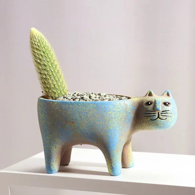 DecorBites™ Cat Succulent Plant Pot - Cute Cartoon Animal Design for Home Decor