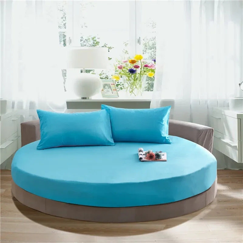 DecorBites™ Cotton Round Bed Sheet Set with Elastic Band, Soft & Skin-Friendly Fitted Sheets