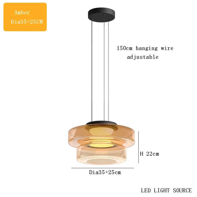 DecorBites™ Glass Plate Ceiling Pendant Lights LED Fixture