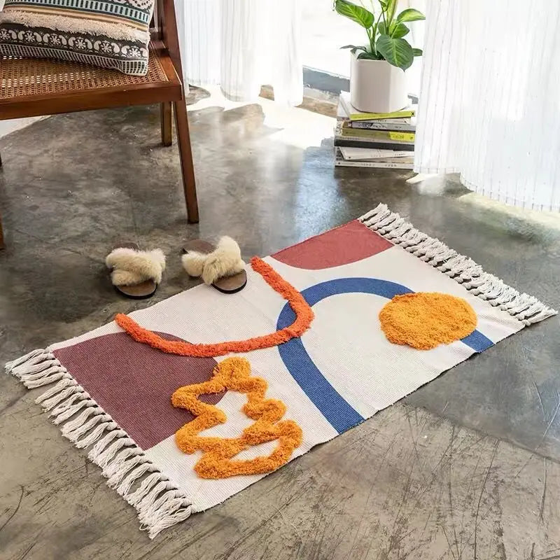 DecorBites™ Bohemian Tassel Rug - Retro Hand Woven Carpet for Home Decor