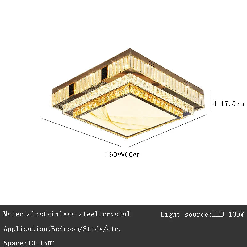 DecorBites™ Gold Crystal Ceiling Lights LED Minimalist Luxury Lighting - Stainless Steel Crystal Luminaires