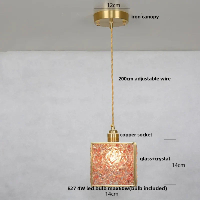 DecorBites™ Crystal Glass LED Pendant Lamp: Modern Nordic Style Hanging Light Fixture for Home Decor