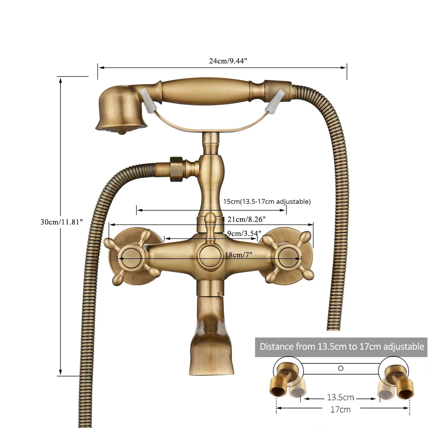 DecorBites™ Golden Black Bathtub Faucet with Hand Shower and Rotate Spout