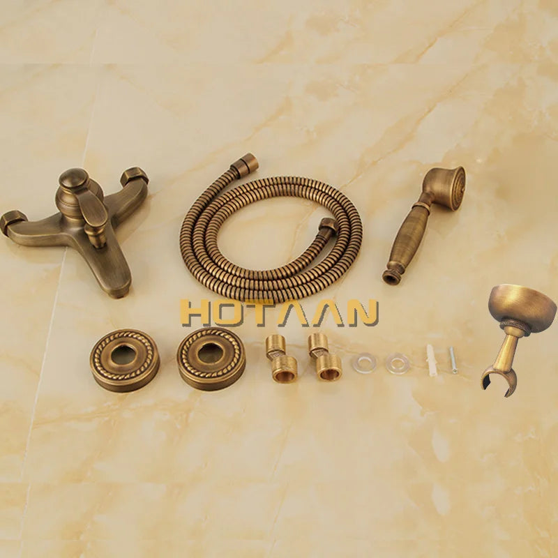 DecorBites™ Antique Brass Hand Held Shower Head Kit for Bathroom Wall Mount