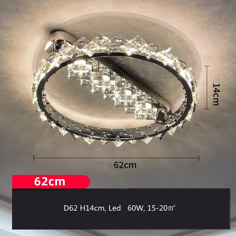 DecorBites™ Crystal Ceiling Lamp: Modern Luxury Dimmable Lighting for Living Dining Bedroom