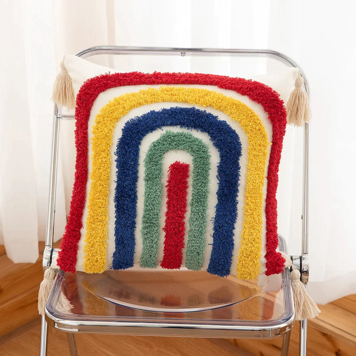 DecorBites™ Boho Geometric Tufted Cushion Cover Cotton Canvas Pillow Covers