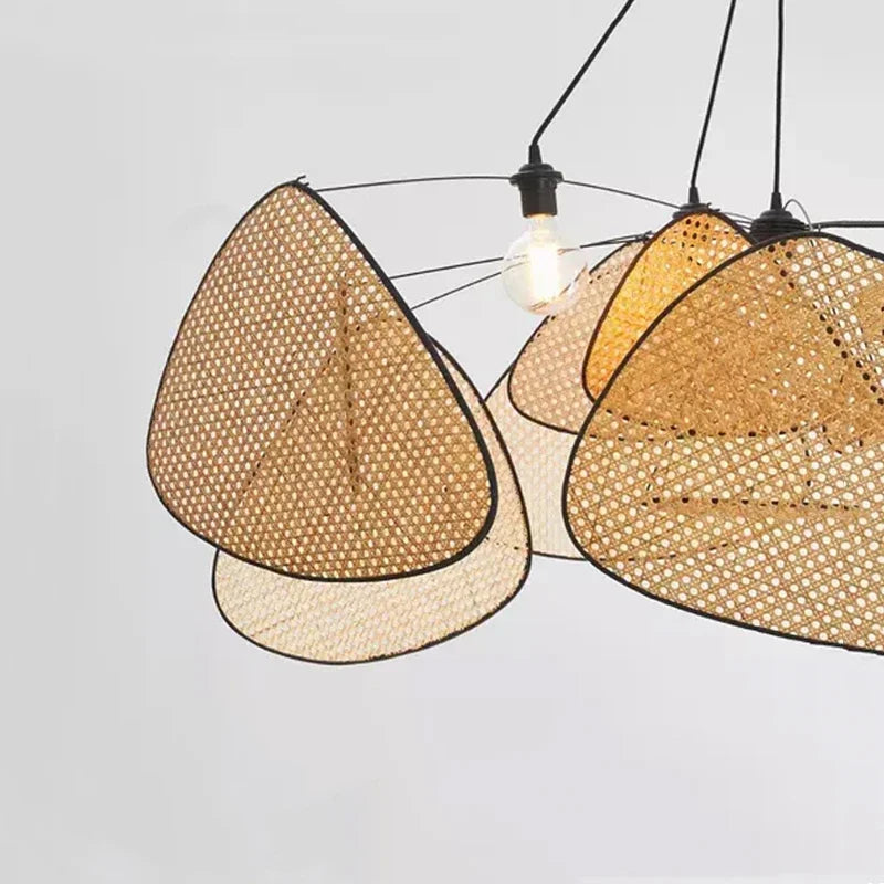 DecorBites™ Black Rattan Ceiling Chandelier for Indoor Lighting Decor