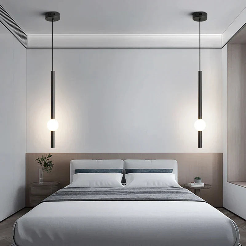 DecorBites™ Black Gold Ceiling Pendant for Bedside Bedroom LED Modern Hanging Light