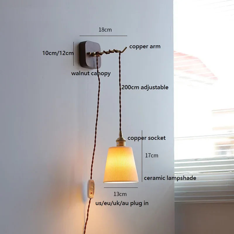 DecorBites™ Ceramic LED Wall Light: Japanese Style Fixture, Home Decor for Bedroom & Living Room