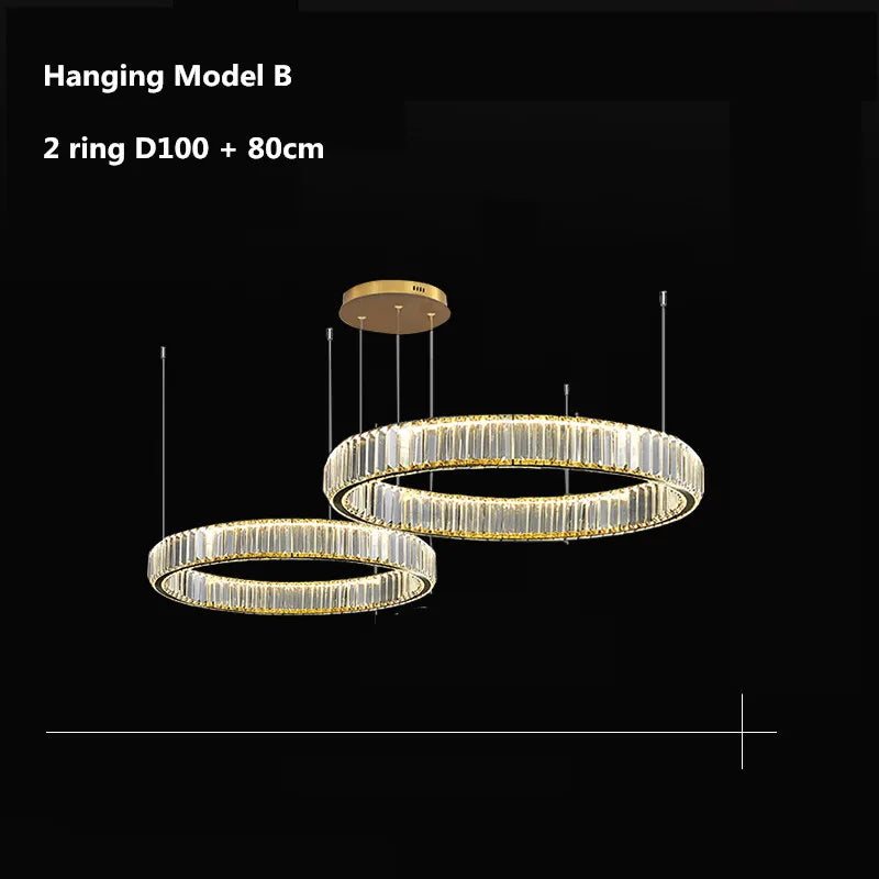 DecorBites™ Crystal LED Chandelier: Modern Steel Pendant Lighting for Luxurious Foyer Decor