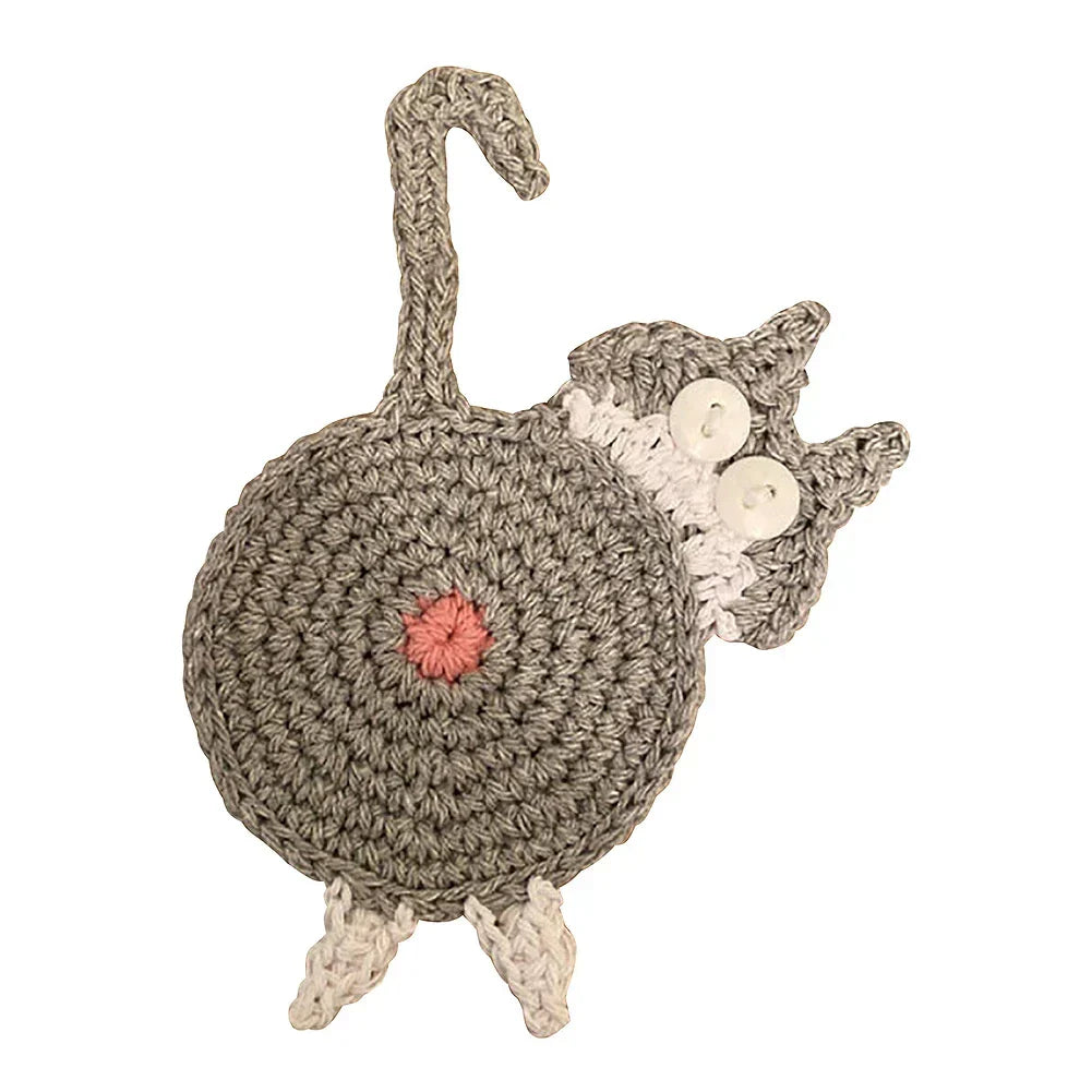 DecorBites™ Cat Butt Coasters: Handmade Funny Kitties Cup Mat - Set of 4
