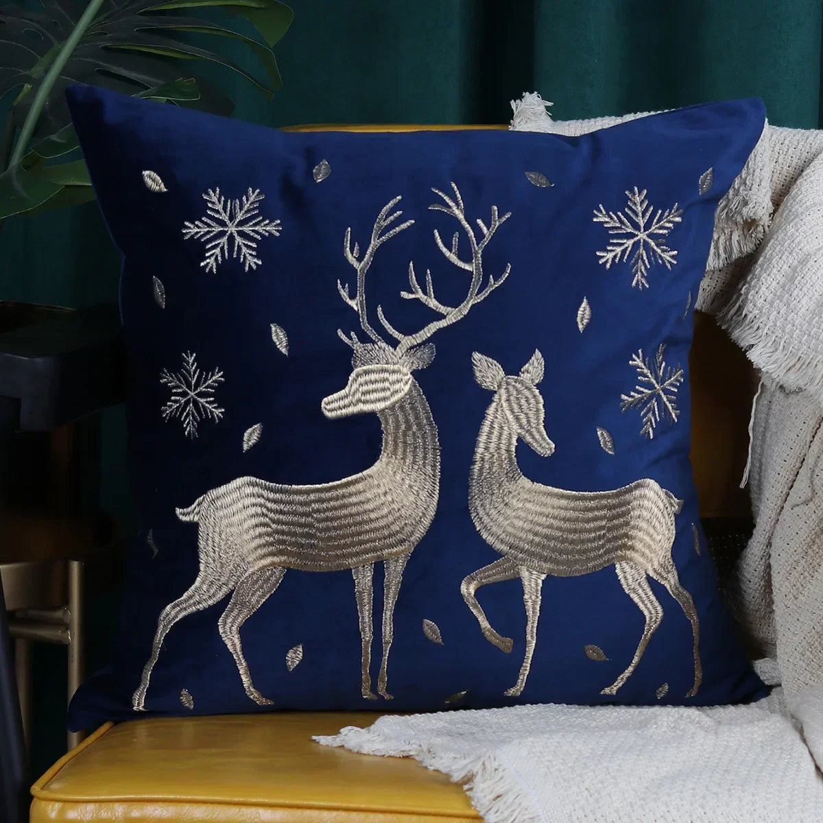 DecorBites™ Christmas Tree Embroidered Cushion Cover - Festive Decor Pillow Cover