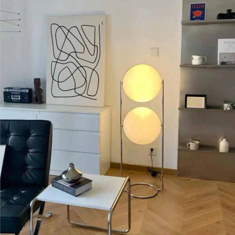 DecorBites™ LED Floor Lamp Chrome Metal Living Room Floor Light White Acrylic Ball