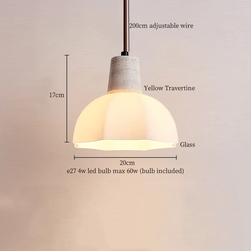 DecorBites™ Creative Stone LED Pendant Light Yellow Travertine Nordic Minimalism Hanging Lamp