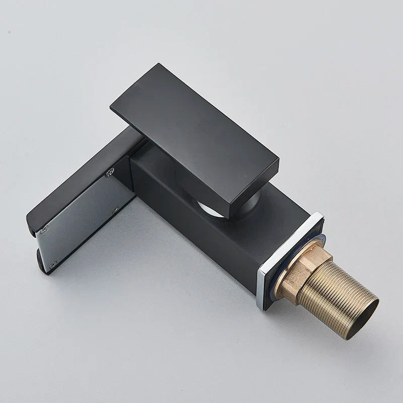 DecorBites™ Black LED Waterfall Bathroom Faucet, Deck Mounted, Three Color Change