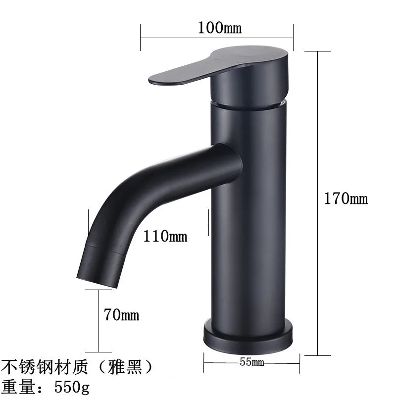 DecorBites™ Black Stainless Steel Bathroom Faucet Basin Mixer for Hot and Cold Water