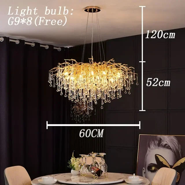 DecorBites™ Crystal LED Living Room Chandelier, Modern Luxury Water Drop Pendant Lamp