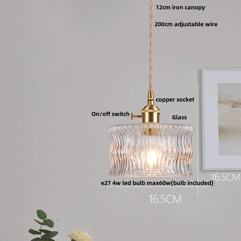 DecorBites™ Clear Glass LED Pendant Bar Kitchen Nordic Copper Dining Room Suspension