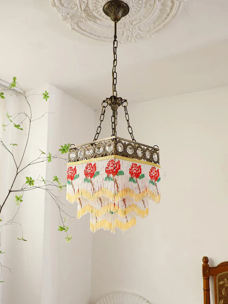 DecorBites™ Black Rose Tassel Pendant Lights, Classic Retro Lustres for Living Room