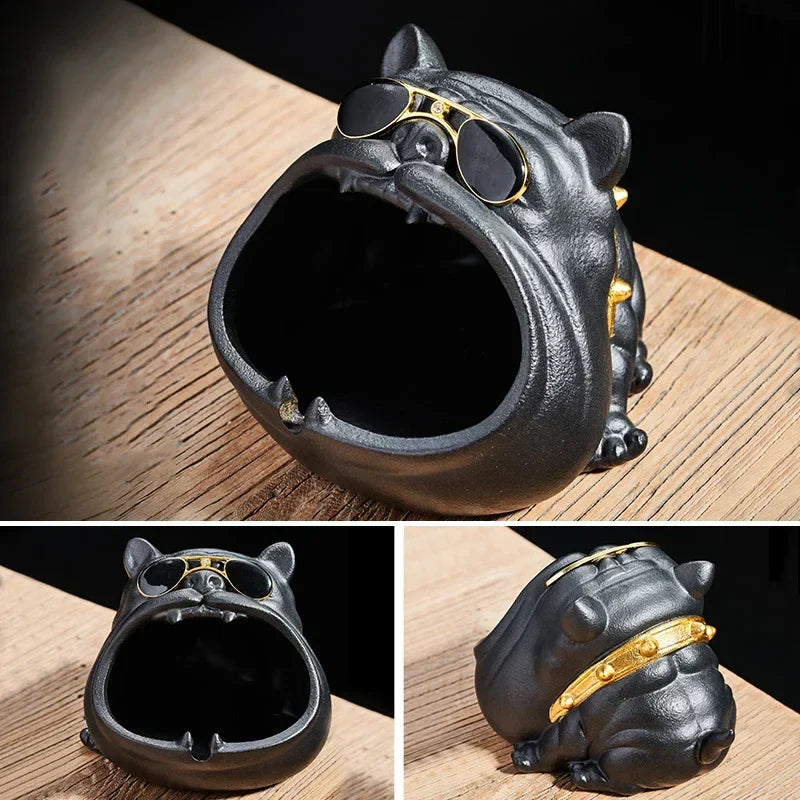 DecorBites™ Bulldog Ceramic Ashtray - Desktop Smoking Accessories for Weed - Portable Ashtray Gift
