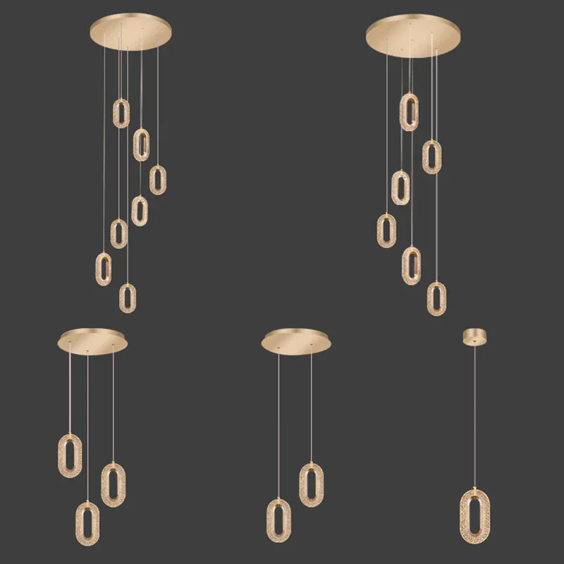 DecorBites™ Gold LED Chandelier for Living Dining Stairwell Hallway, Modern Alloy+Acrylic Hanging Fixture