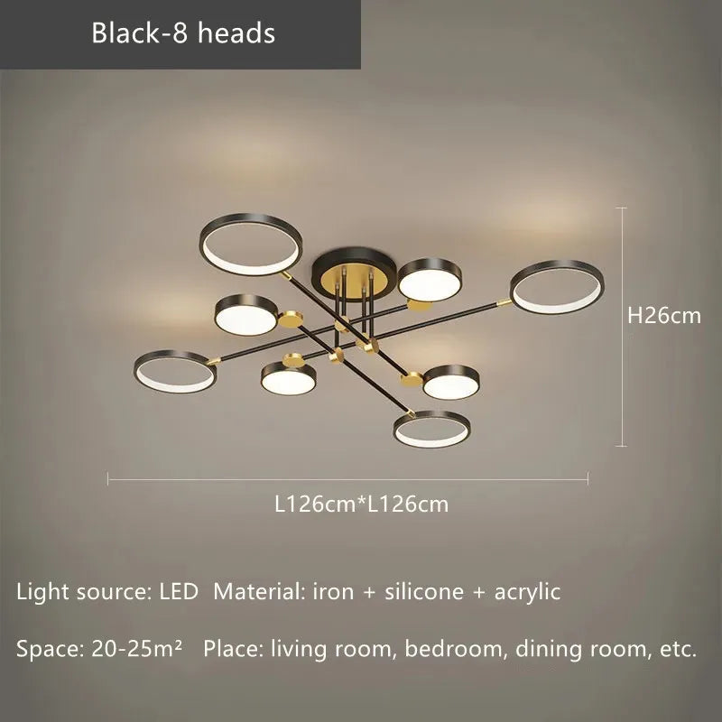 DecorBites™ Gold Frame LED Remote Control Dimmable Ceiling Lamp for Living Room, Dining, Bedroom