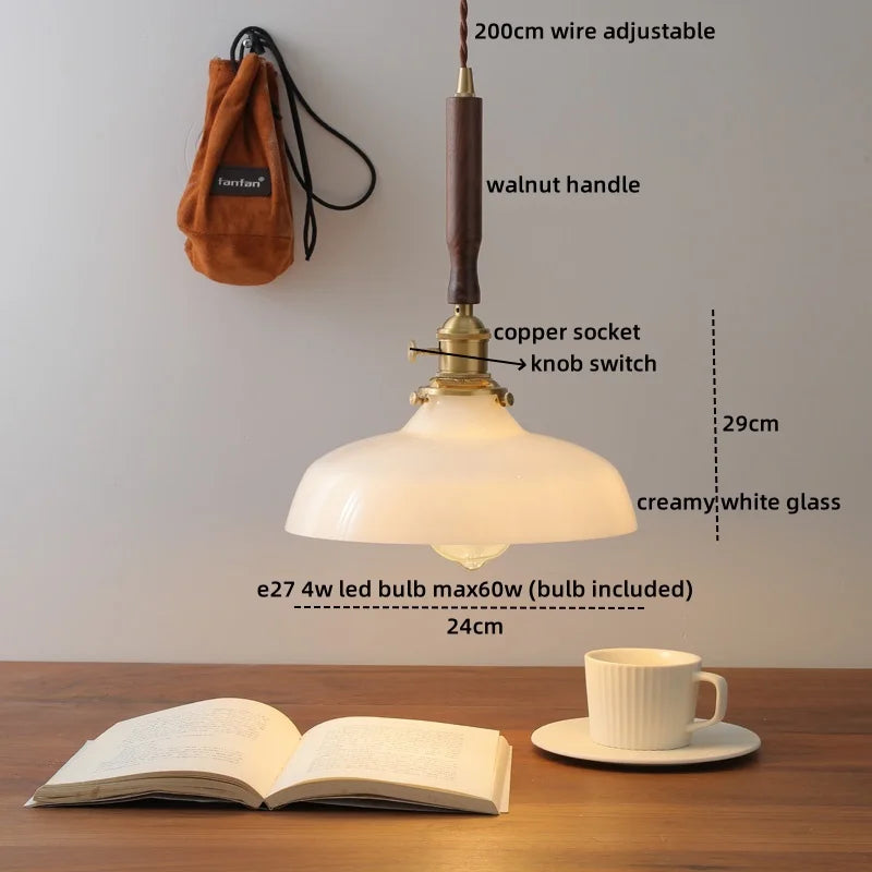 DecorBites™ Ceramic Walnut Copper LED Pendant Light Chandelier for Bedroom Living Room