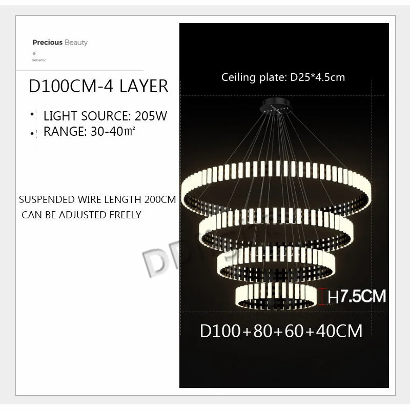 DecorBites™ Lstre Modern Circle Chandelier for Bright 360° Lighting in Living Room, Bedroom, Kitchen
