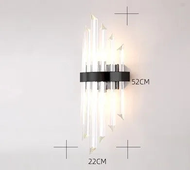 DecorBites™ Black Gold Crystal Wall Lights Modern LED Sconce for Bedroom Living Room
