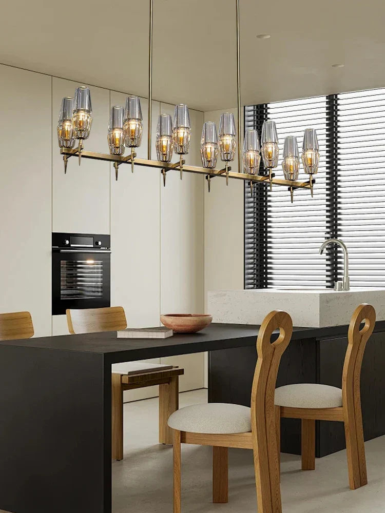 DecorBites™ Copper & Glass Chandelier - Luxury Lighting Fixture for Living, Dining, Bedroom - Dimmable