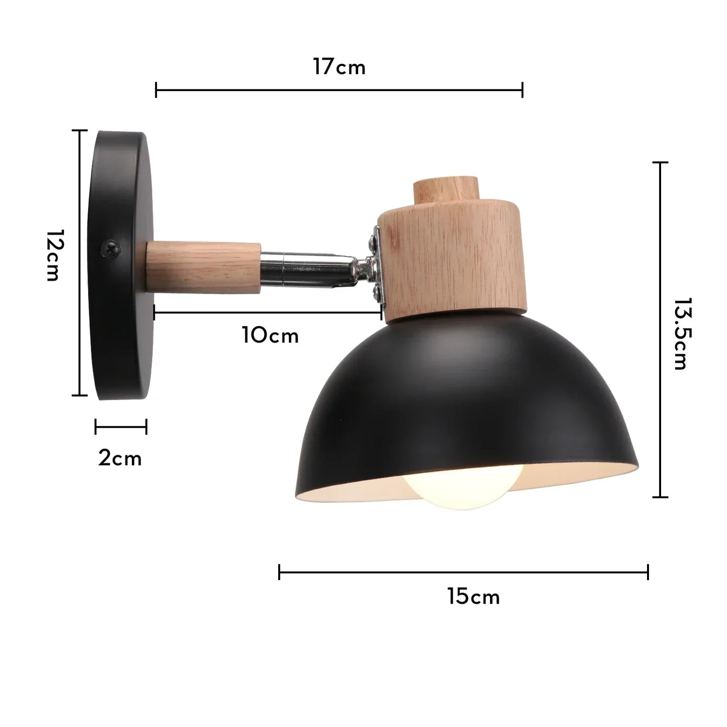 DecorBites™ Black Wooden Wall Light Modern E27 LED Sconce Living Room Decor