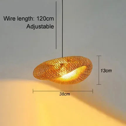 DecorBites™ Bamboo Chandelier: Handwoven LED Ceiling Pendant for Home Decor