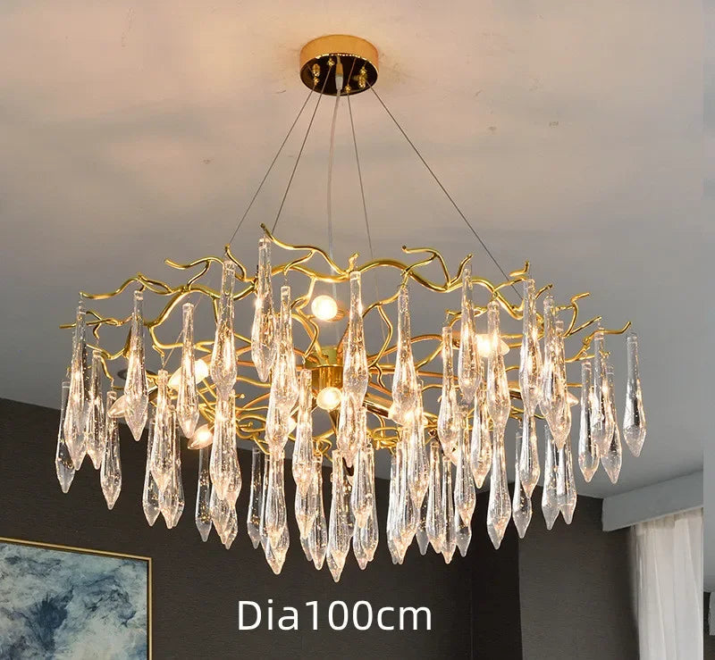 DecorBites™ Gold LED Branch Chandelier for Living Room, Bedroom, Hotel - Modern Luxury Aluminum Pendant Light