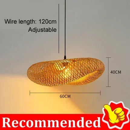 DecorBites™ Bamboo Chandelier: Handwoven LED Ceiling Pendant for Home Decor