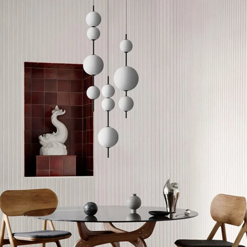 DecorBites™ LED Glass Beads Pendant Chandelier, Round Ball Hanging Light Fixture