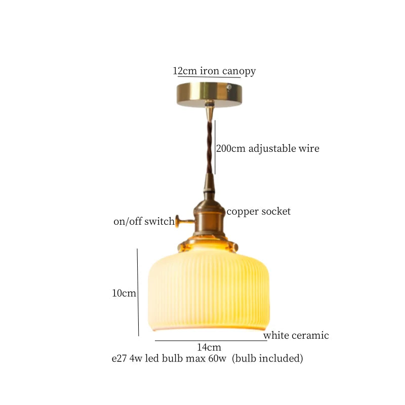 DecorBites™ Ceramic LED Pendant Light: Modern Brass Hanging Lamp for Home Decor
