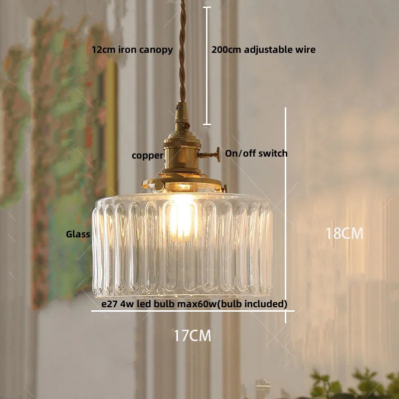 DecorBites™ Green Glass LED Pendant Light: Nordic Modern Hanging Lamp for Bedroom Dining Room