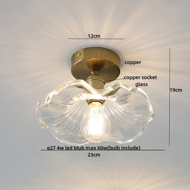 DecorBites™ Green Flower Glass LED Ceiling Light Fixture - Nordic Modern Design