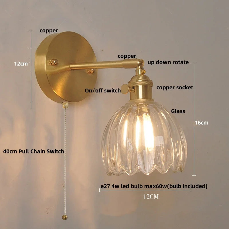 DecorBites™ Clear Glass LED Wall Lights Up Down Rotate Copper Nordic Modern Stair Sconce