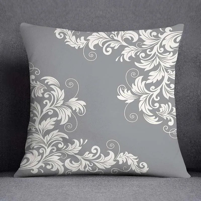 DecorBites™ Geometric Floral Print Lumbar Pillow Case 45X45cm Sofa Cushion Cover