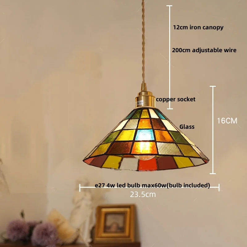 DecorBites™ Cube LED Pendant Lamp Walnut Wood Glass Hanging Lights for Restaurant and Bedroom