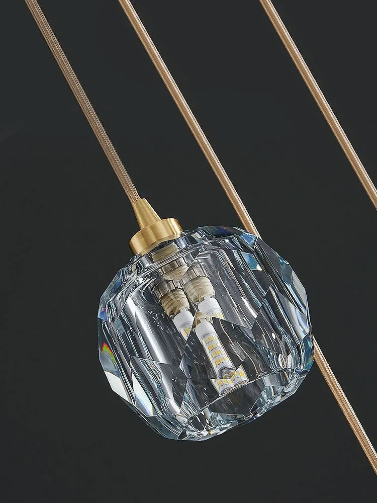 DecorBites™ Crystal Stainless Steel Staircase LED Chandelier for Modern Luxury Interiors